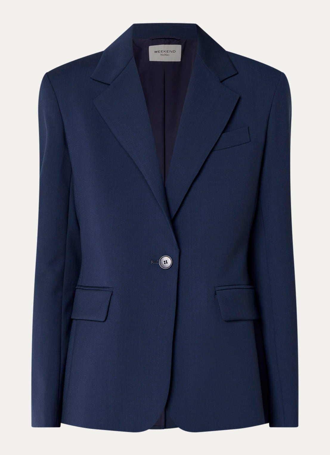 Max Mara Blazer in wolblend met klepakken - voorkant 3 donkerblauw