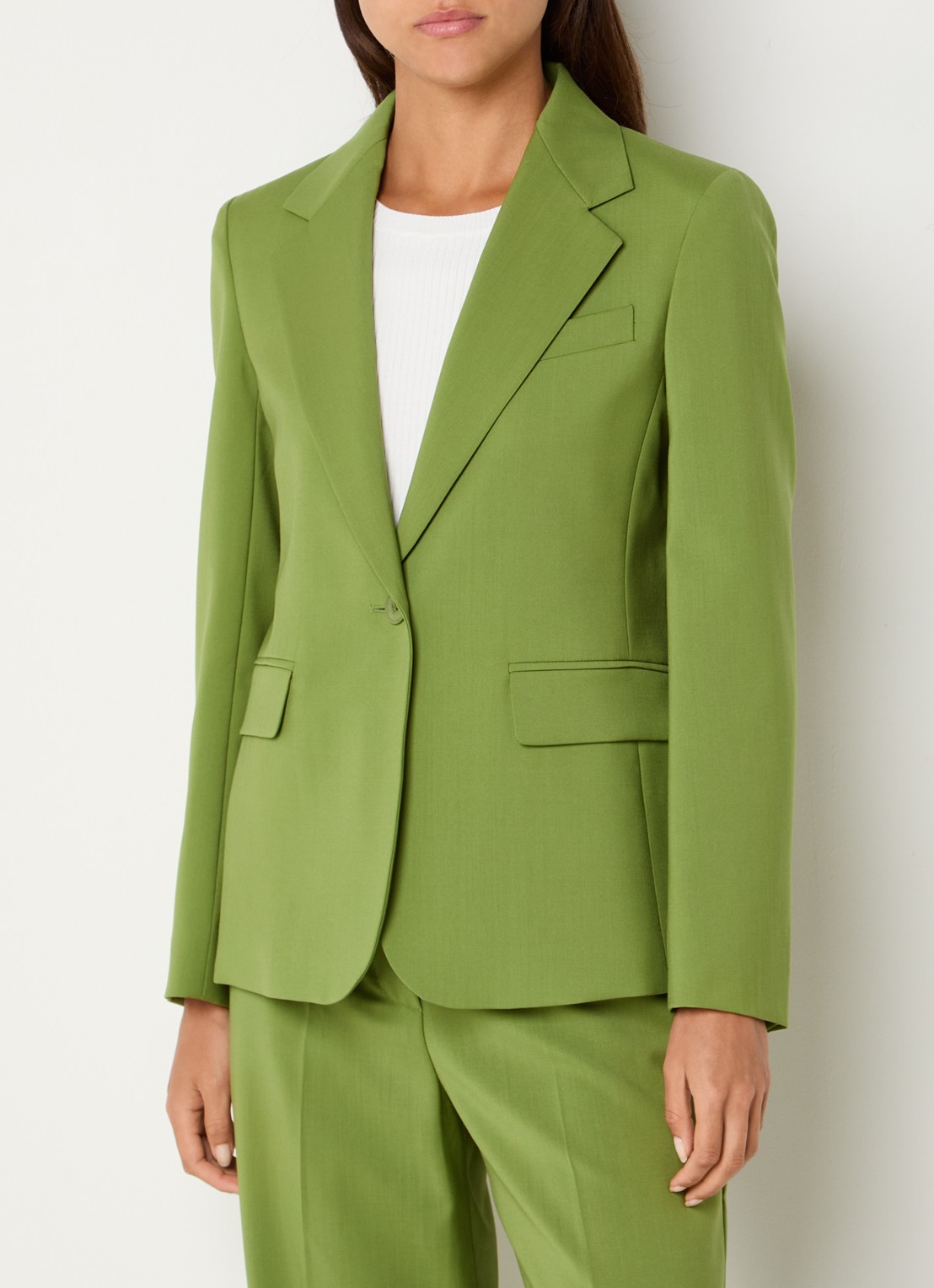 Max Mara Blazer in wolblend met klepakken - detail 4 groen