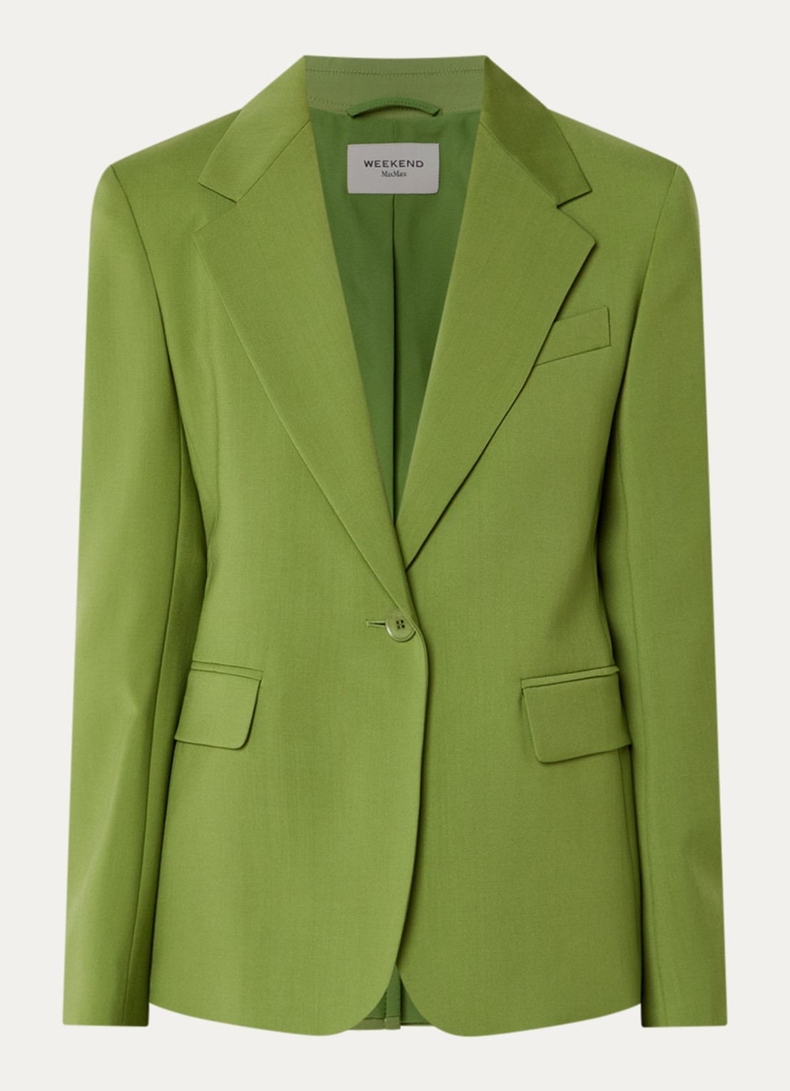 Max Mara Blazer in wolblend met klepakken - voorkant 2 groen