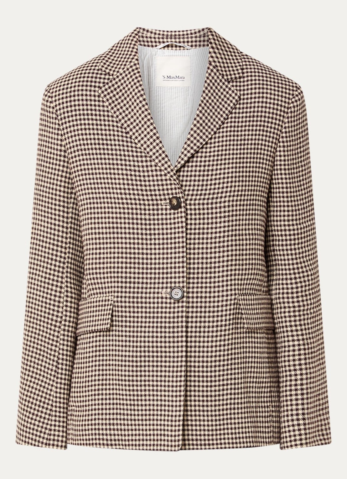 Max Mara Blazer met ruitdessin en schoudervulling - voorkant 3 beige