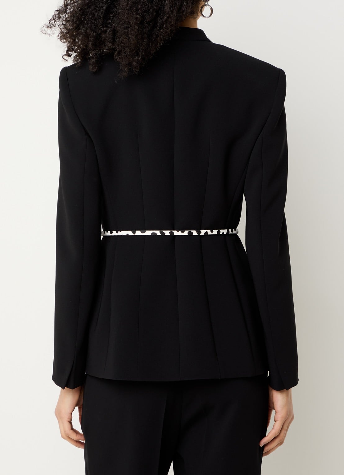 Max Mara Blazer met schoudervulling en ceintuur - achterkant zwart