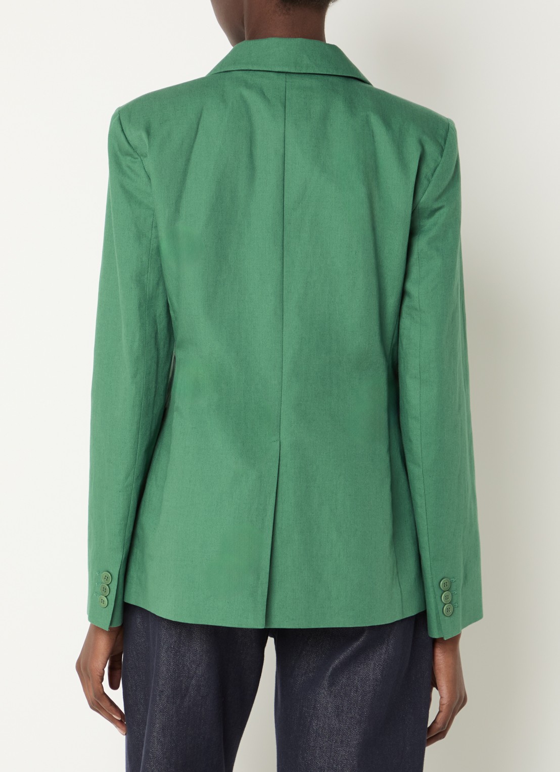 Max Mara Blazer met schoudervulling en klepzakken - achterkant donkergroen