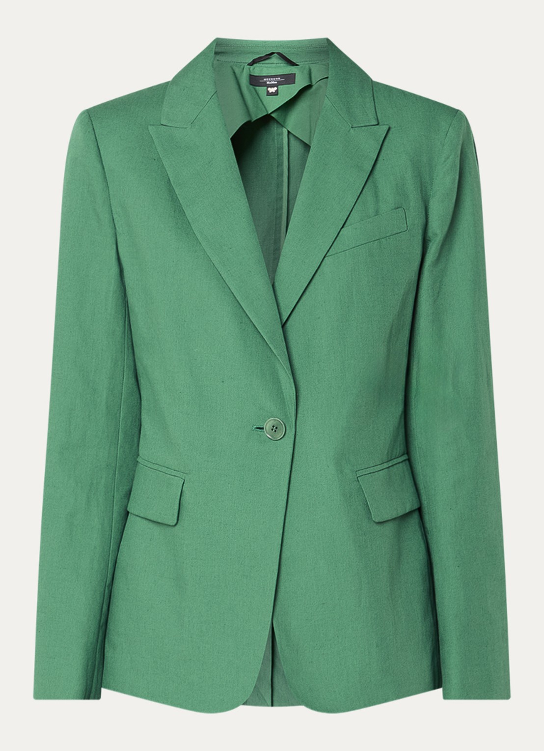 Max Mara Blazer met schoudervulling en klepzakken - voorkant 3 donkergroen