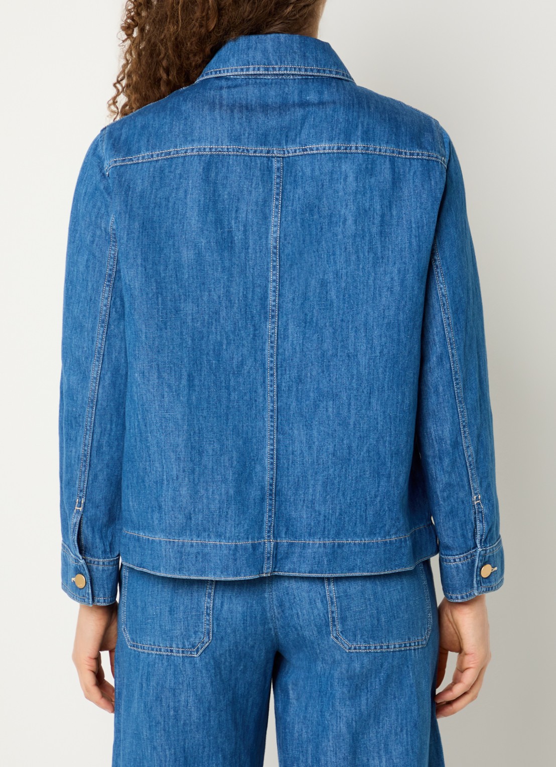 Max Mara Blouse in linnenblend met borstzakken - achterkant 4 indigo