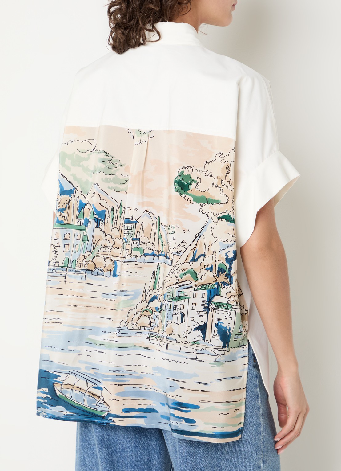 Max Mara Blouse met backprint en borstzak - achterkant 2 gebroken wit