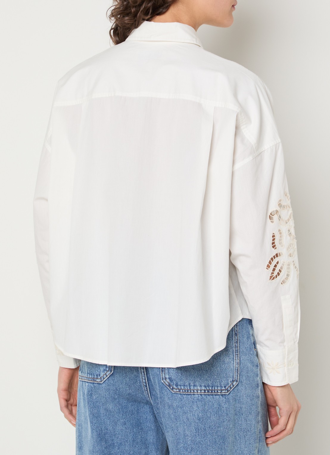 Max Mara Blouse met borduring en opengewerkt detail - achterkant 4 wit