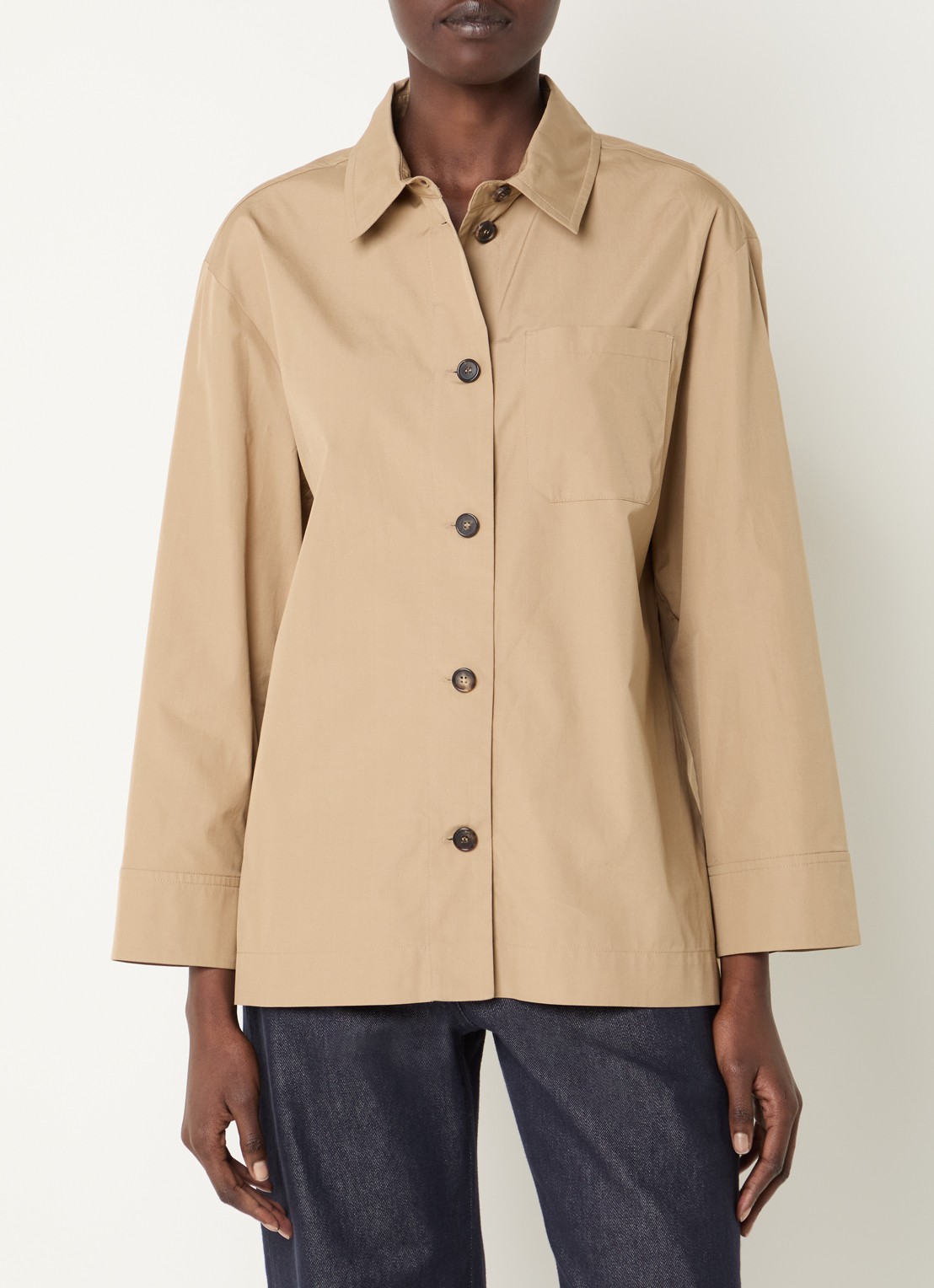 Max Mara Blouse met borstzak - detail beige