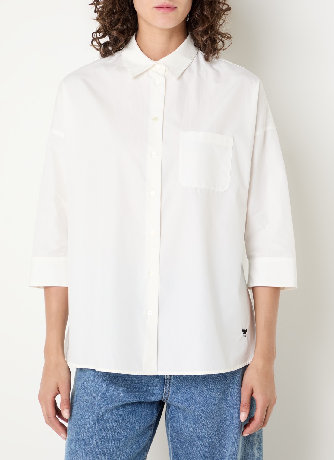 Max Mara Blouse met borstzak - detail 3 gebroken wit