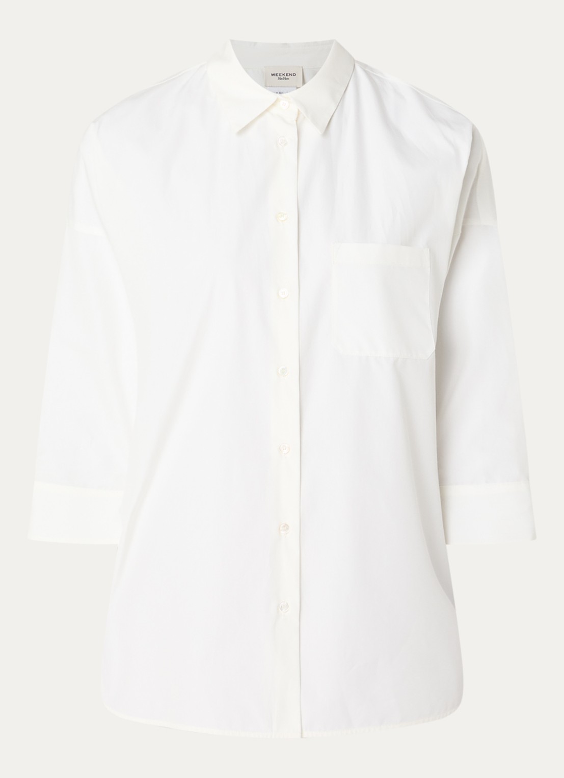 Max Mara Blouse met borstzak - voorkant gebroken wit