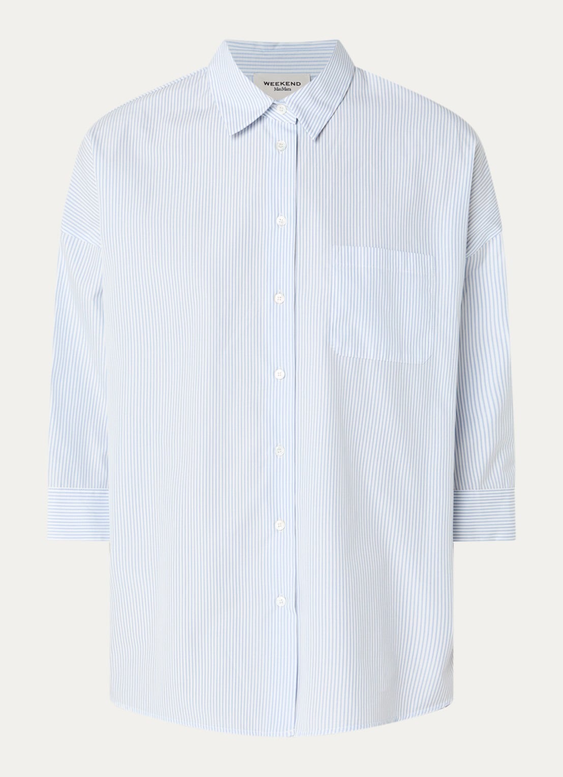 Max Mara Blouse met borstzak - voorkant lichtblauw