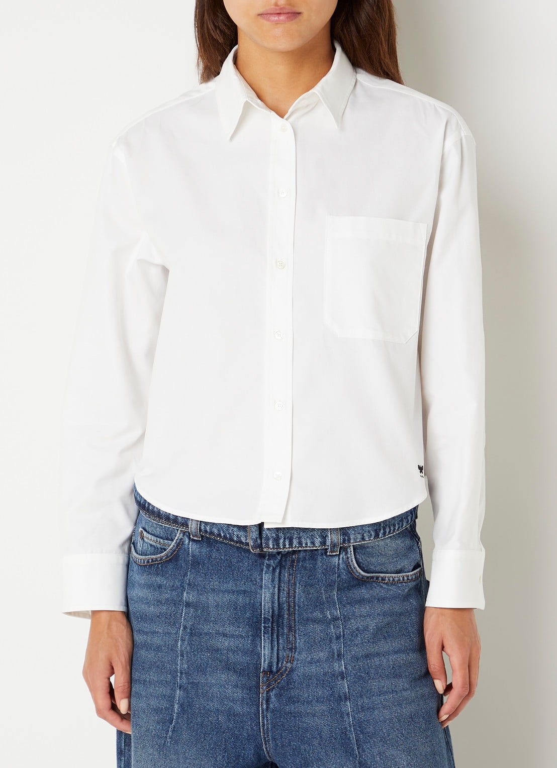 Max Mara Blouse met borstzak - detail 4 wit
