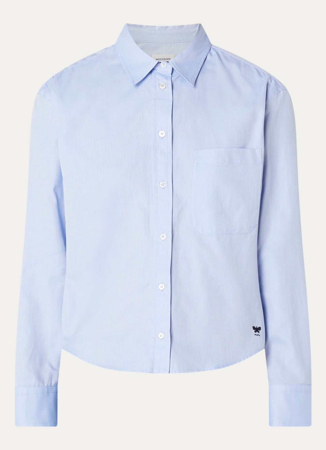 Max Mara Blouse met borstzak - voorkant lichtblauw
