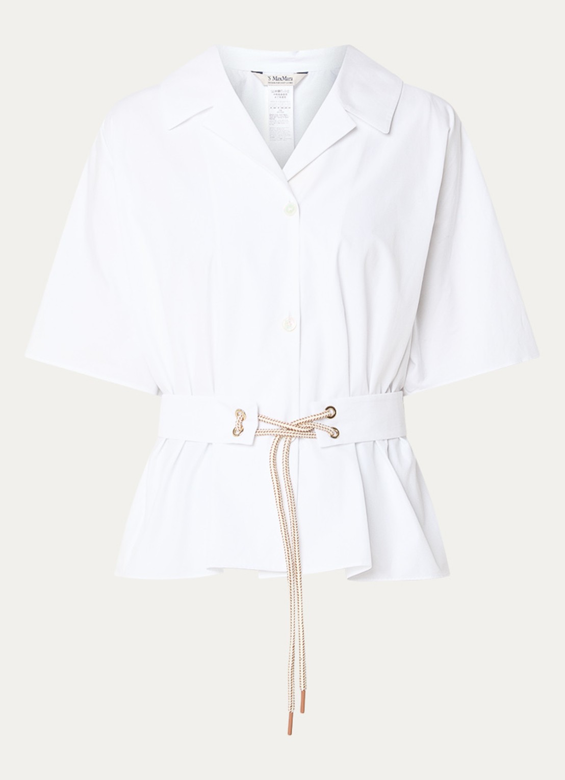 Max Mara Blouse met ceintuur en vleermuismouwen - voorkant 3 wit