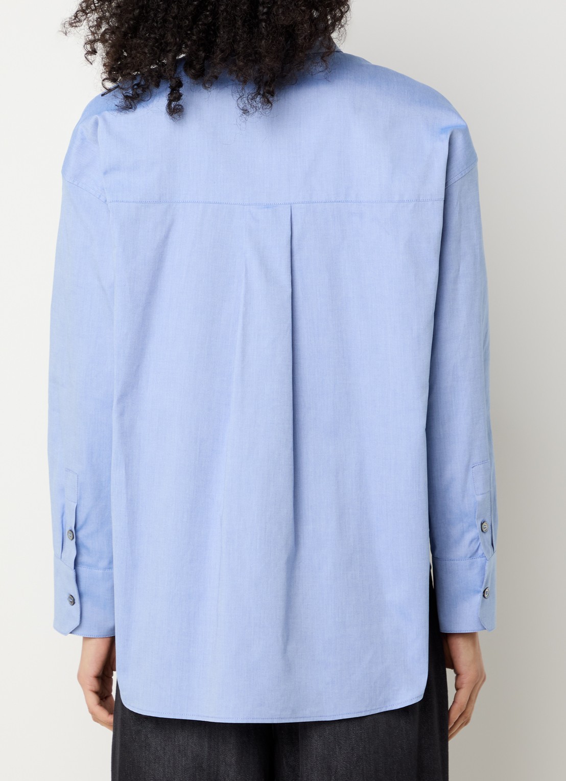 Max Mara Blouse met kraag - achterkant staalblauw