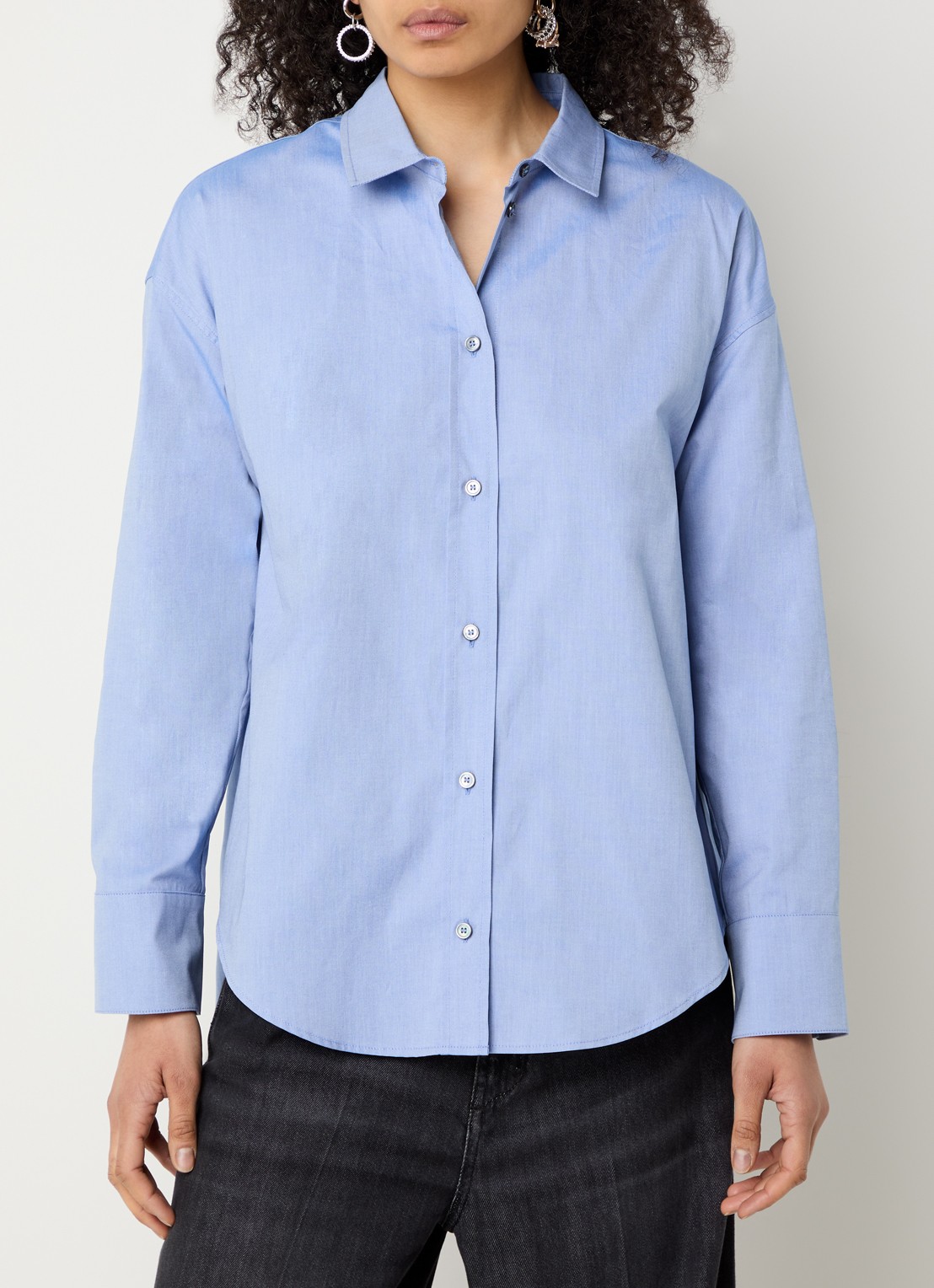 Max Mara Blouse met kraag - detail 2 staalblauw