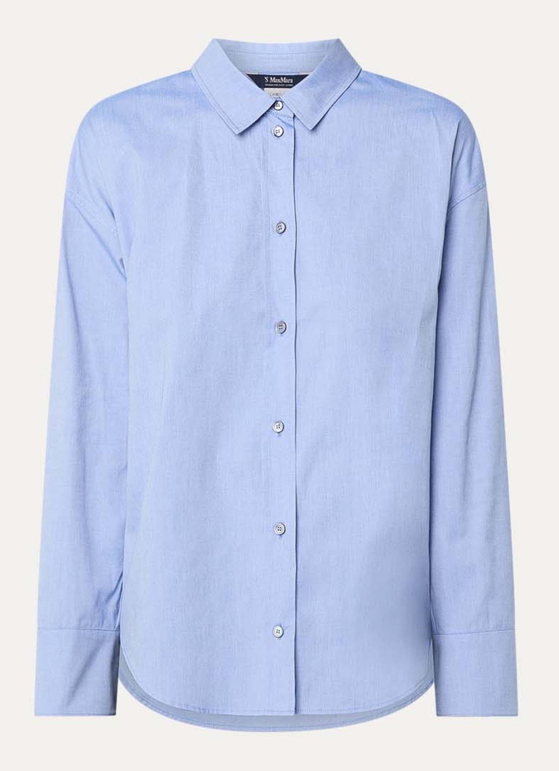 Max Mara Blouse met kraag - voorkant 3 staalblauw