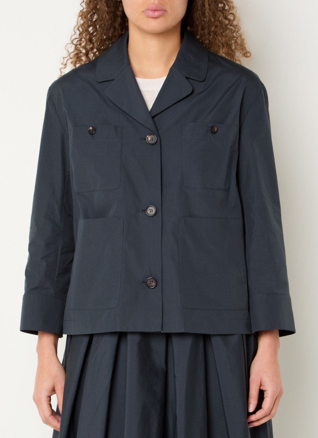 Max Mara Blouse met opgestikte zakken - detail 3 indigo