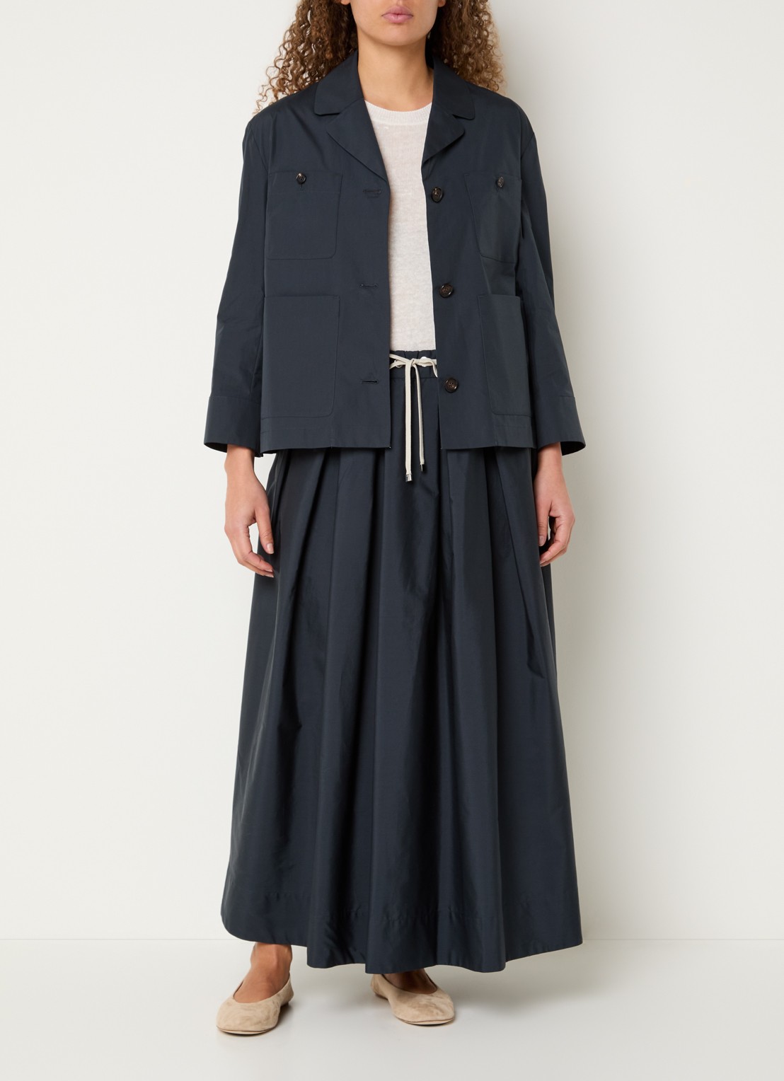 Max Mara Blouse met opgestikte zakken - voorkant 2 indigo