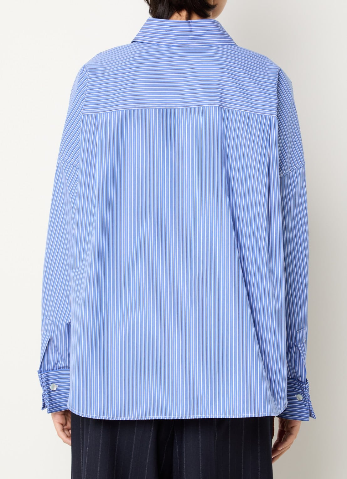 Max Mara Blouse met streepprint - achterkant kobaltblauw