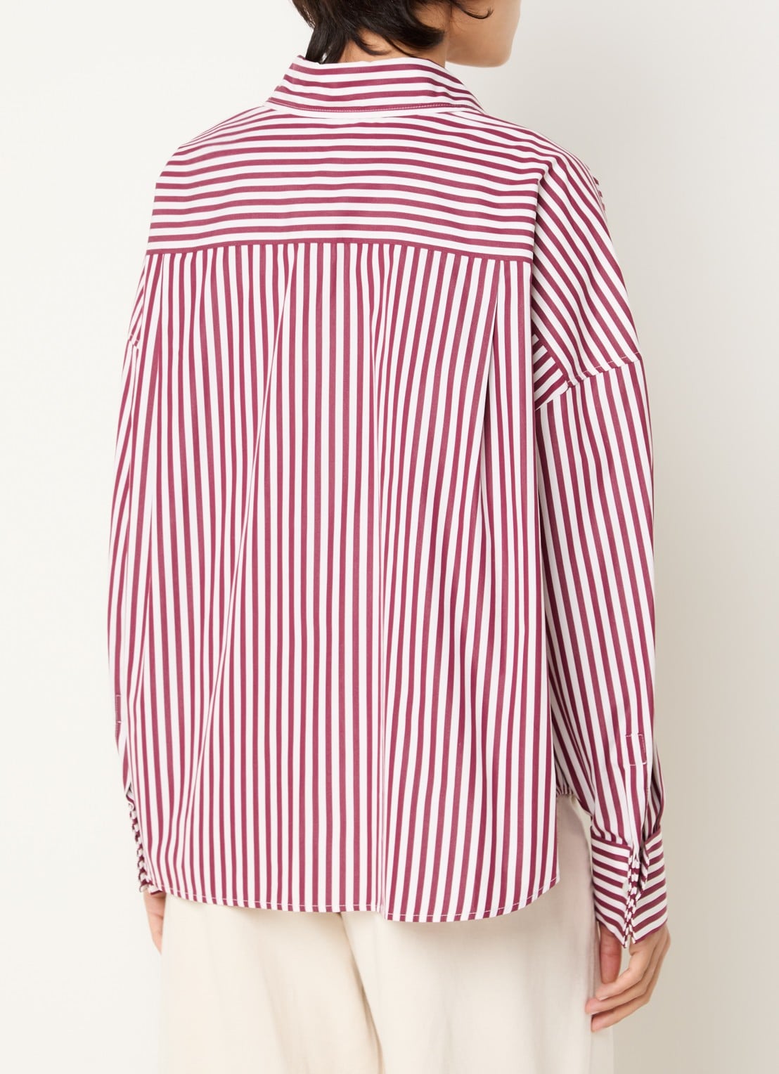 Max Mara Blouse met streepprint - achterkant 4 bordeauxrood