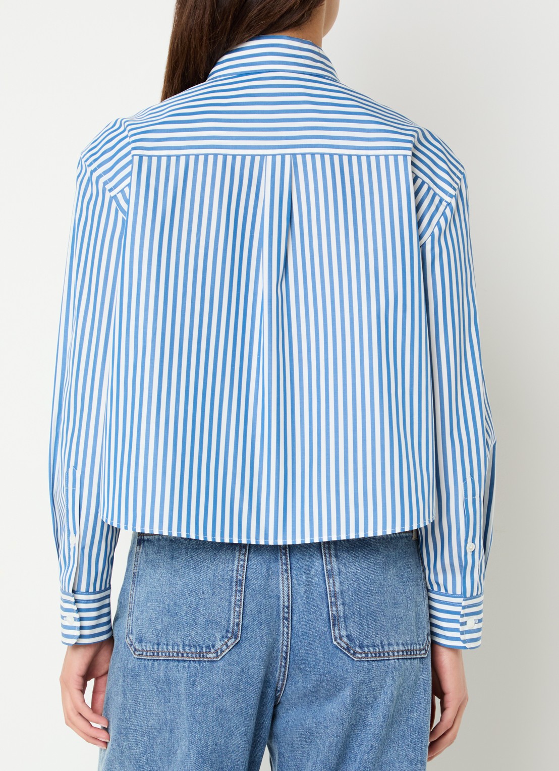 Max Mara Blouse met streepprint - achterkant blauw