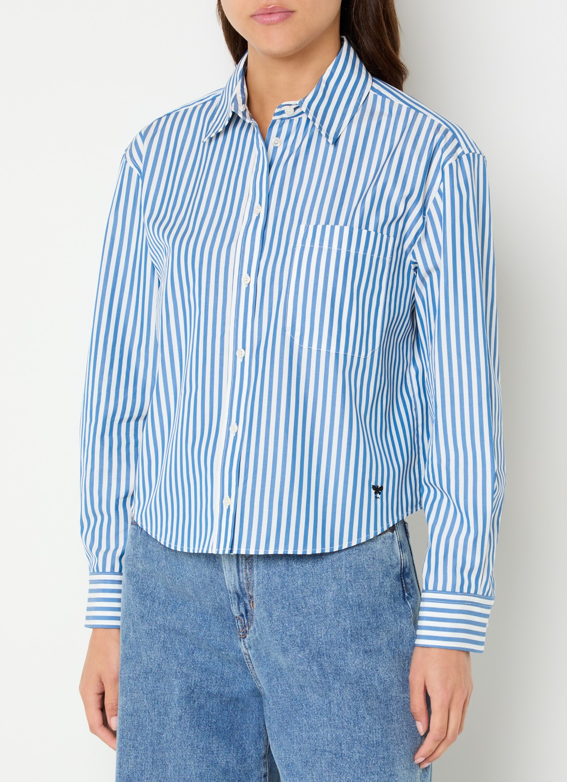 Max Mara Blouse met streepprint - detail 2 blauw