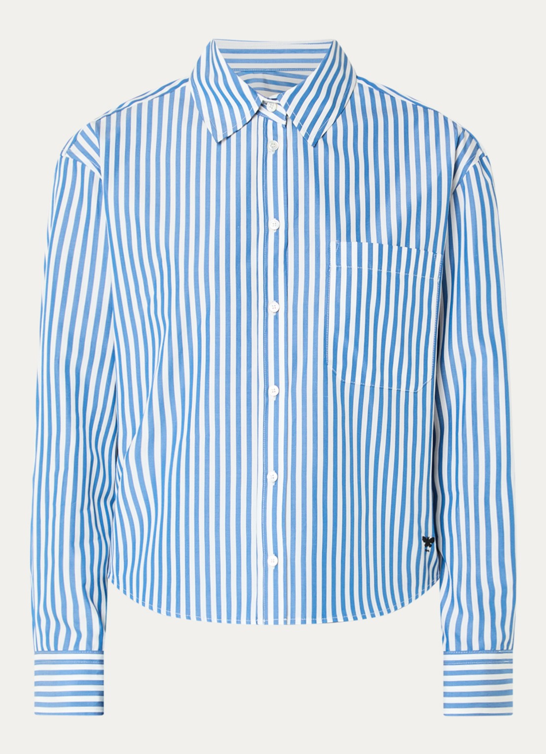 Max Mara Blouse met streepprint - voorkant 3 blauw