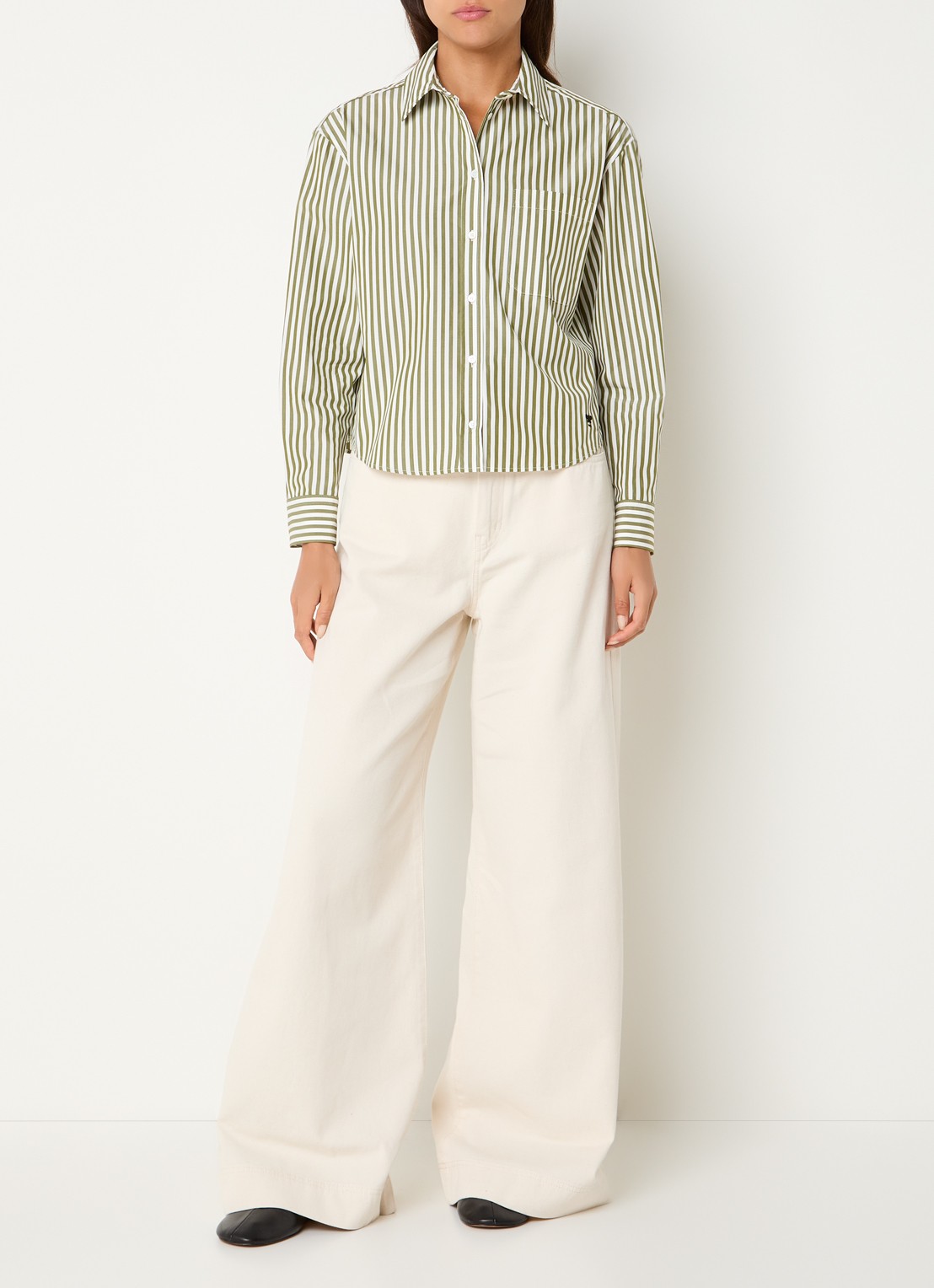 Max Mara Blouse met streepprint - voorkant 4 groen