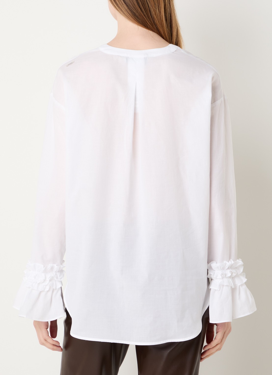 Max Mara Blouse met V-hals en trompetmouw - achterkant 4 wit