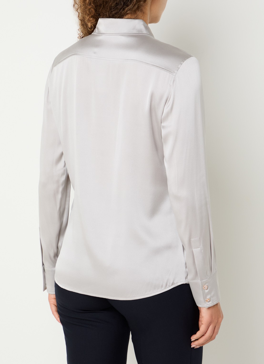 Max Mara Blouse van satijn - achterkant 2 middengrijs