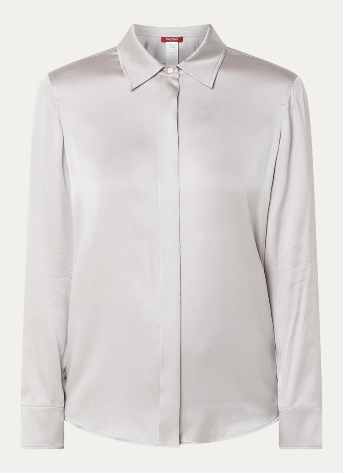 Max Mara Blouse van satijn - voorkant 3 middengrijs