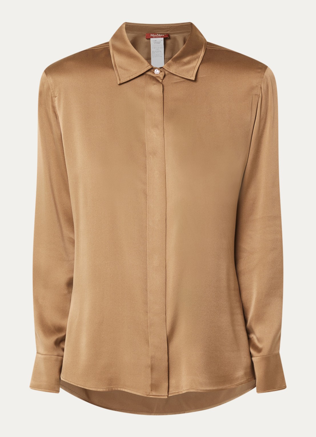 Max Mara Blouse van satijn - voorkant 3 bruin