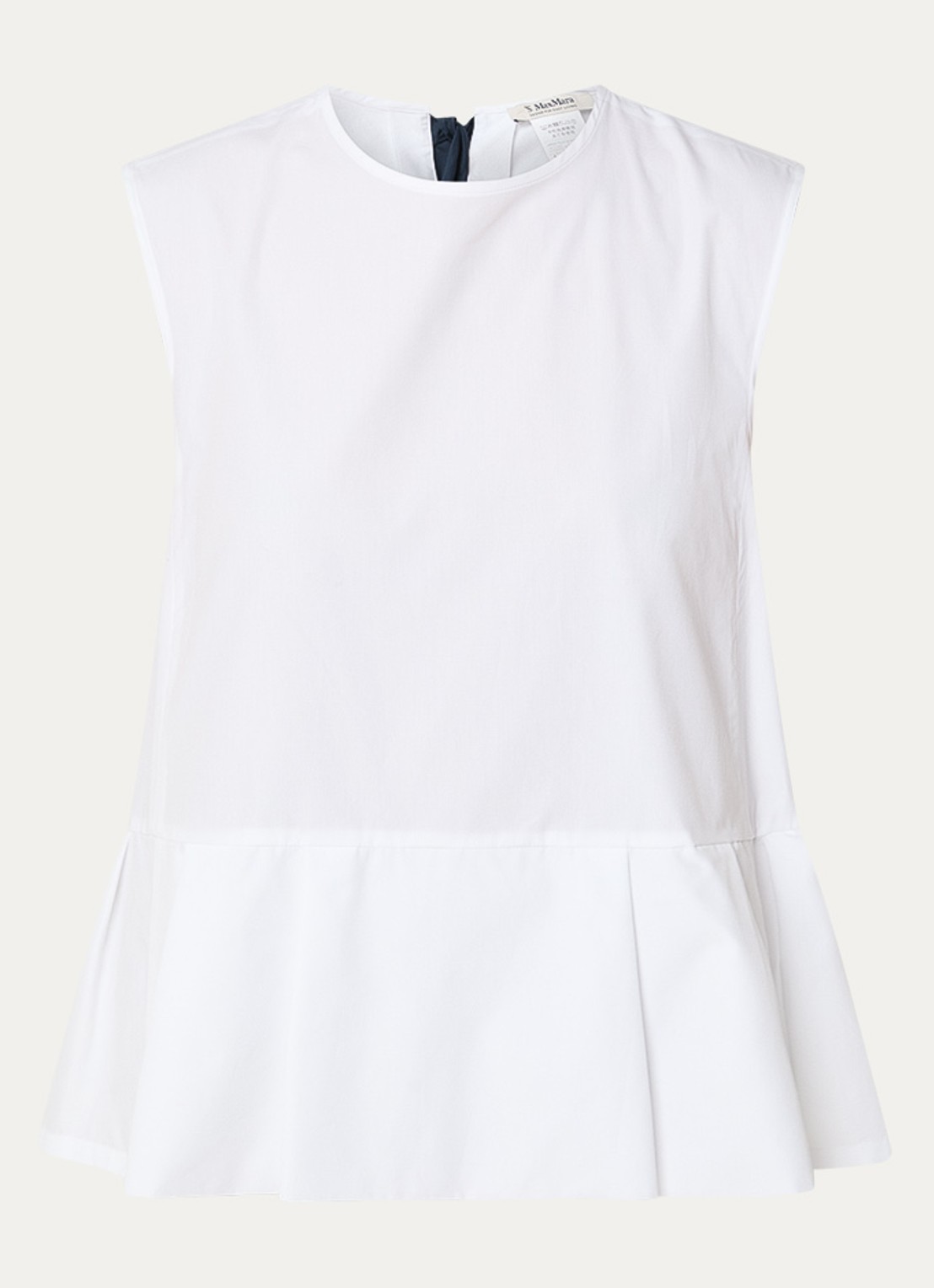 Max Mara Brava top met peplum en strikkraag - voorkant 2 wit
