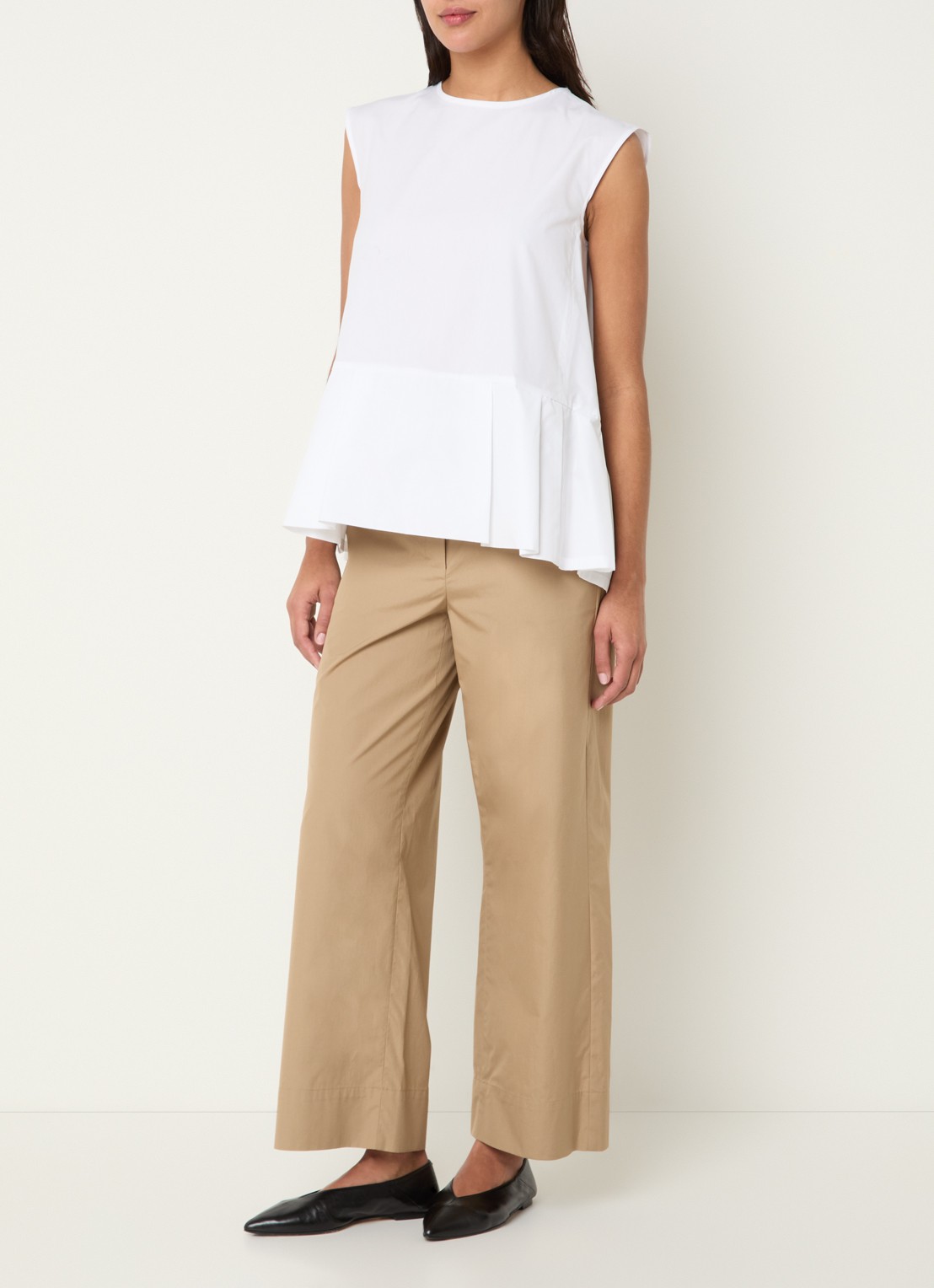 Max Mara Brava top met peplum en strikkraag - voorkant 3 wit