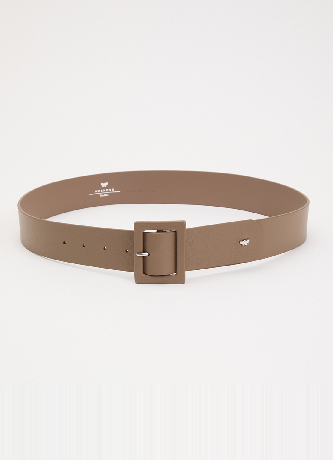 Max Mara Brio riem van leer - voorkant 2 zand