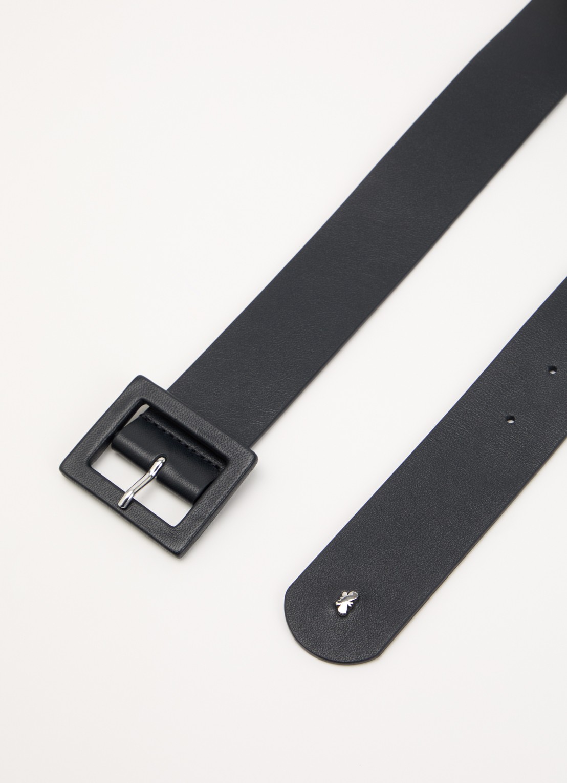 Max Mara Brio riem van leer - detail 2 donkerblauw