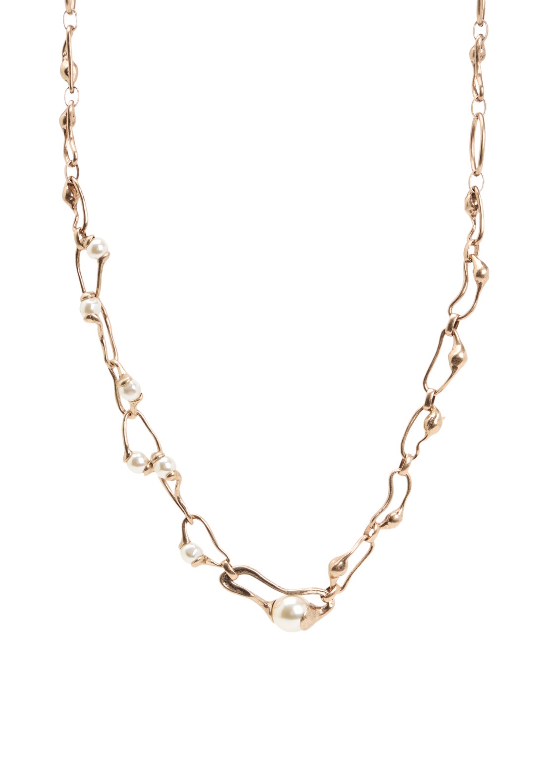 Max Mara Bronte ketting met imitatieparels - voorkant 3 goud
