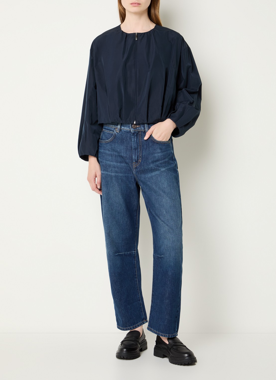 Max Mara Butterfly jack met steekzakken - voorkant 2 donkerblauw
