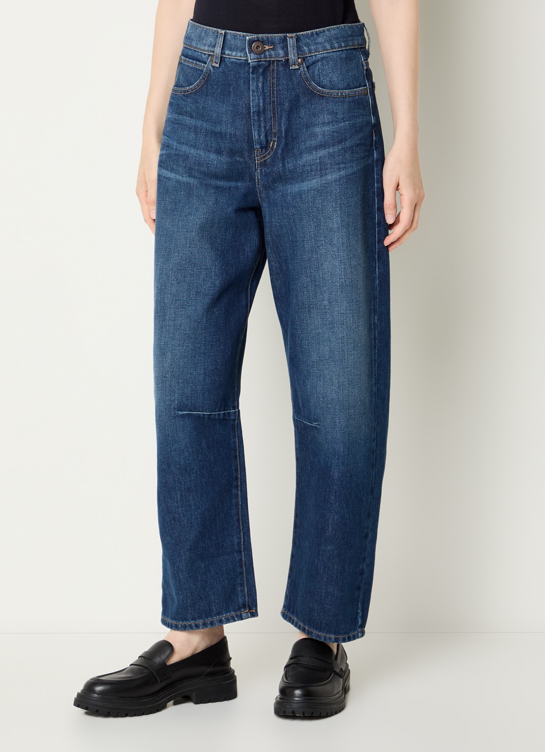 Max Mara Caduca mid waist tapered jeans met donkere wassing - detail 4 indigo