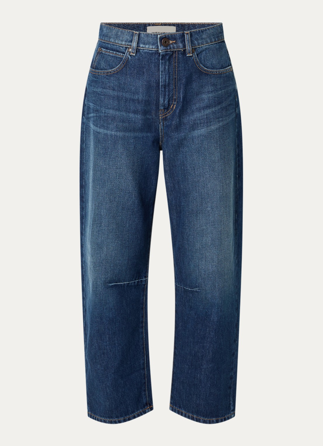 Max Mara Caduca mid waist tapered jeans met donkere wassing - voorkant 2 indigo