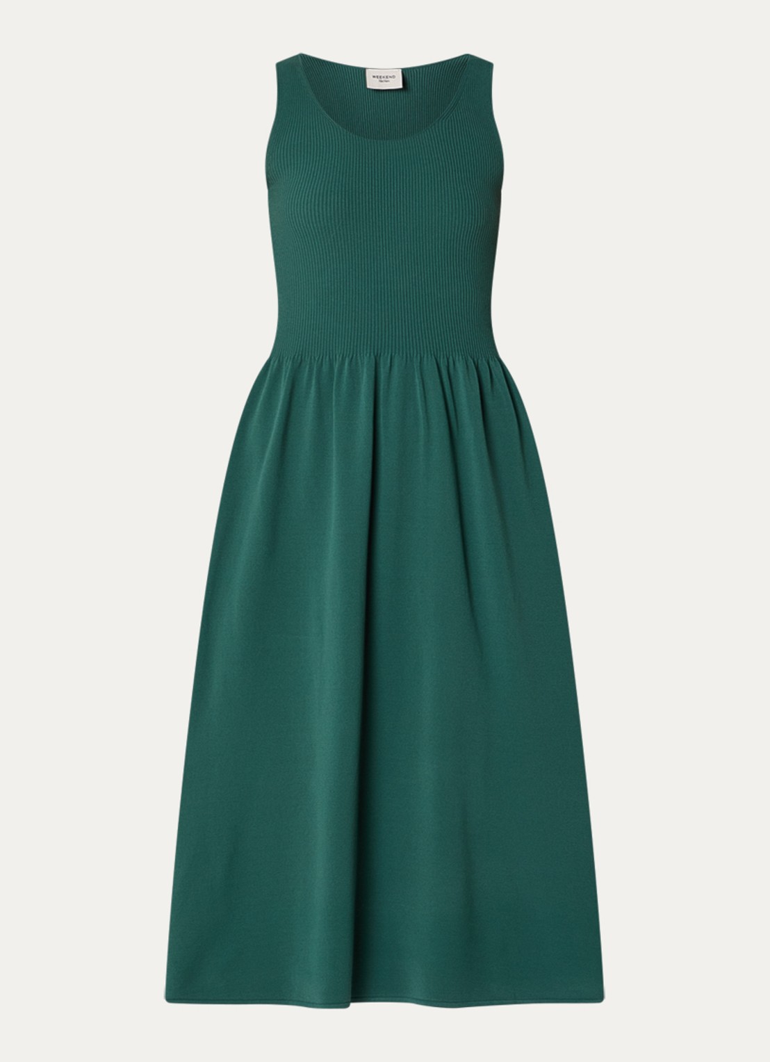 Max Mara Calibri midi jurk met ribstructuur - voorkant 3 groen