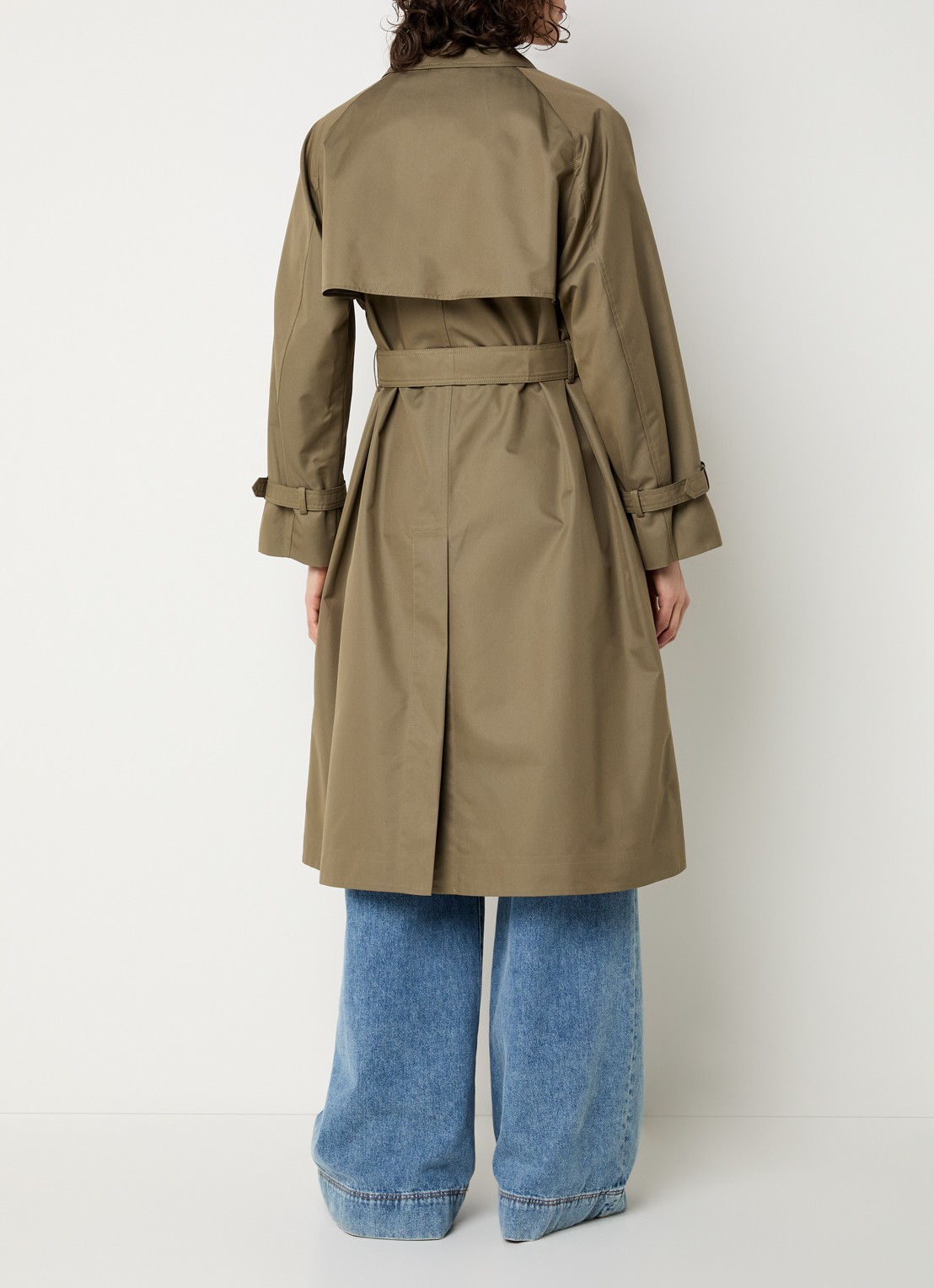 Max Mara Canasta double-breasted trenchcoat met steekzakken - achterkant 4 mosgroen