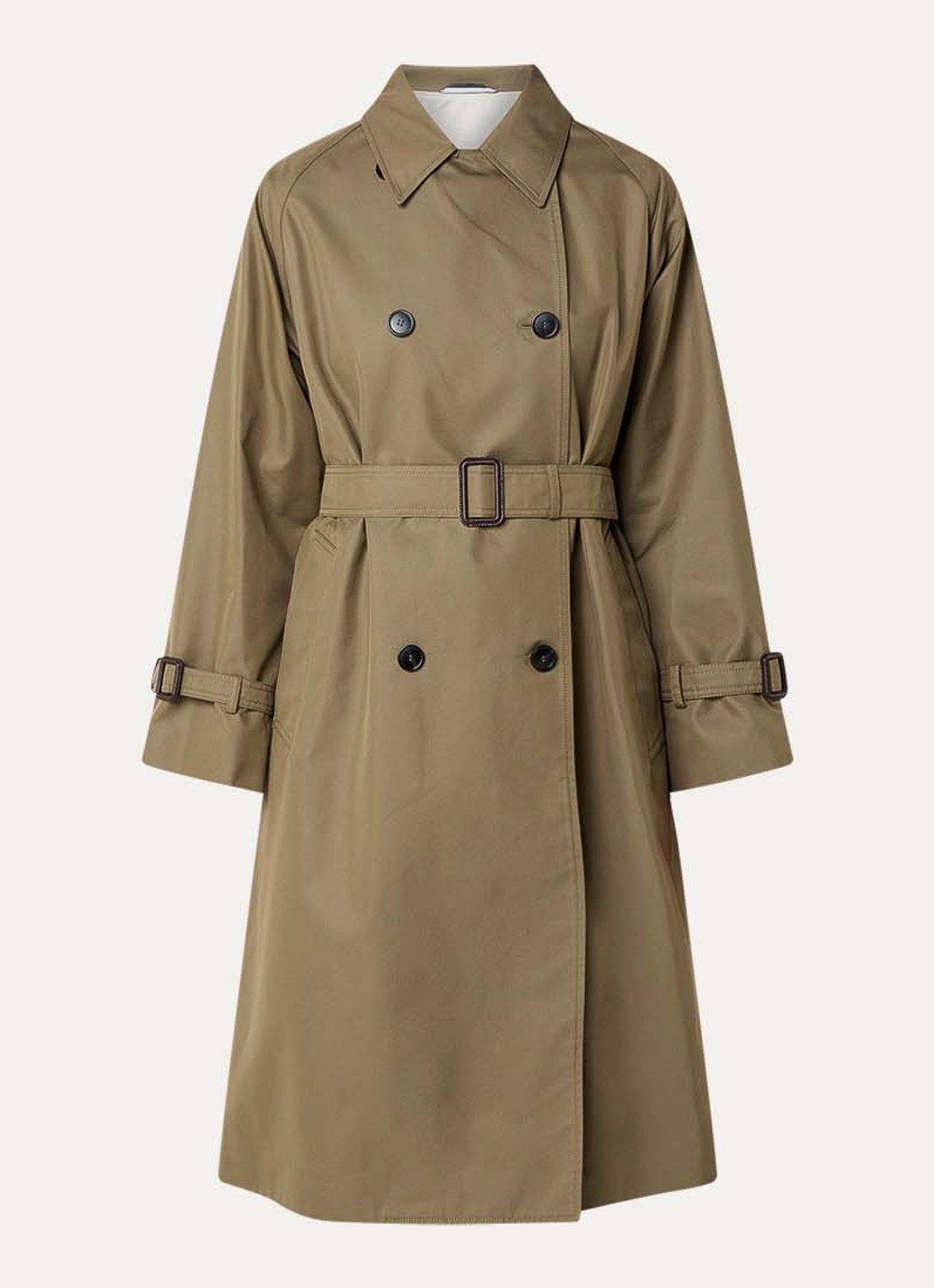 Max Mara Canasta double-breasted trenchcoat met steekzakken - voorkant 2 mosgroen