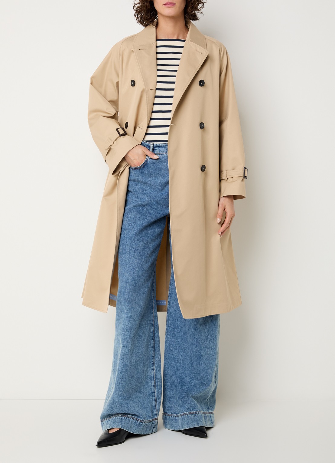 Max Mara Canasta double-breasted trenchcoat met steekzakken - voorkant 4 beige