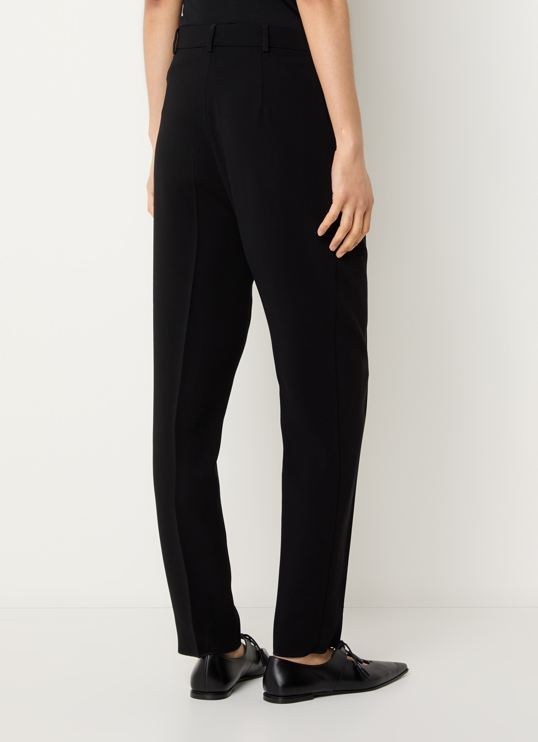 Max Mara Canditi high waist slim fit pantalon met steekzakken - achterkant zwart