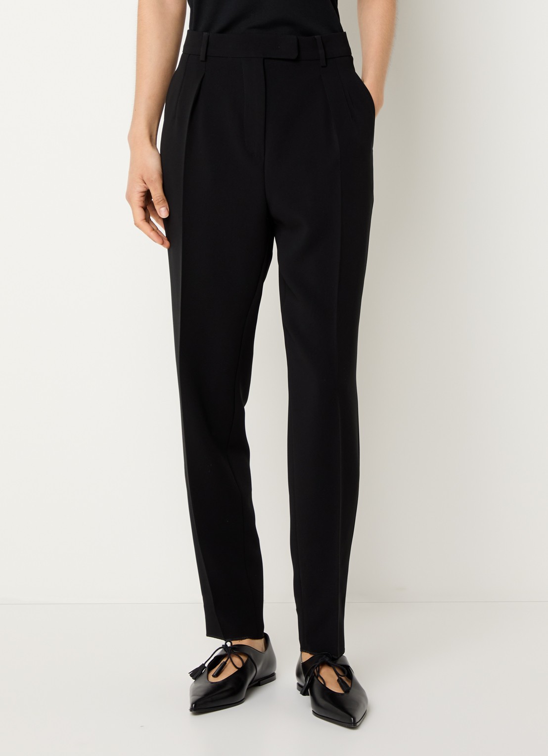 Max Mara Canditi high waist slim fit pantalon met steekzakken - detail 2 zwart