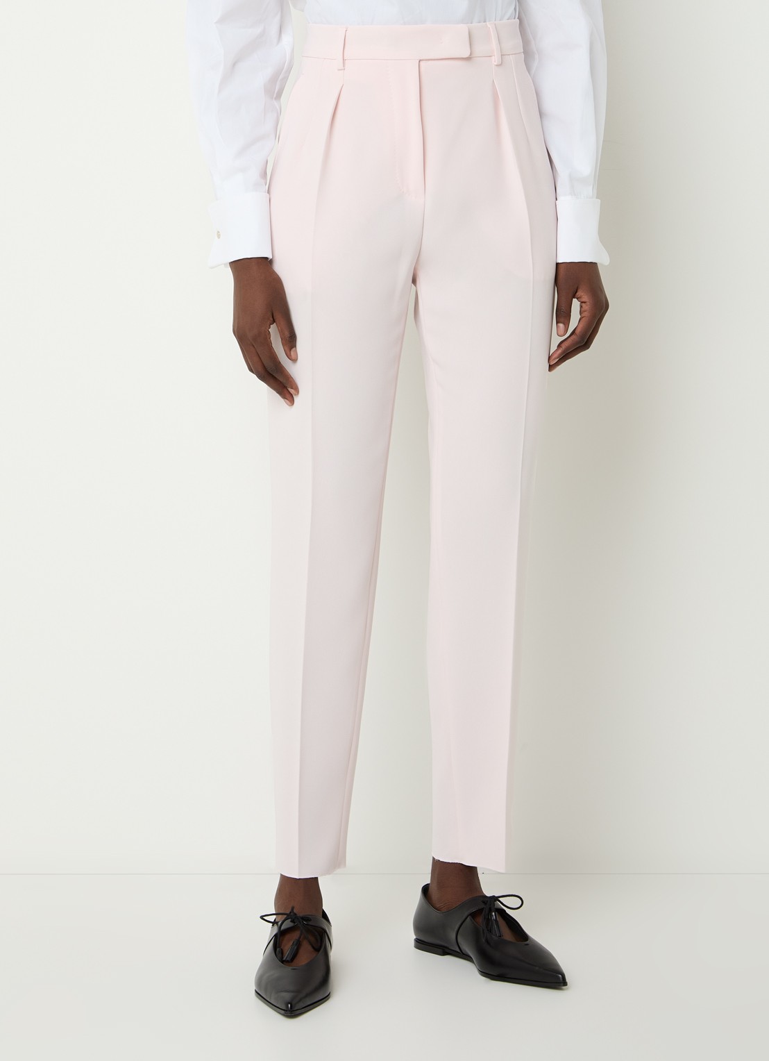 Max Mara Canditi high waist slim fit pantalon met steekzakken - detail 2 lichtroze