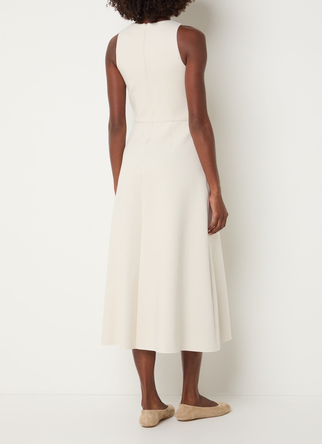 Max Mara Cannone midi jurk met steekzakken - achterkant 4 beige