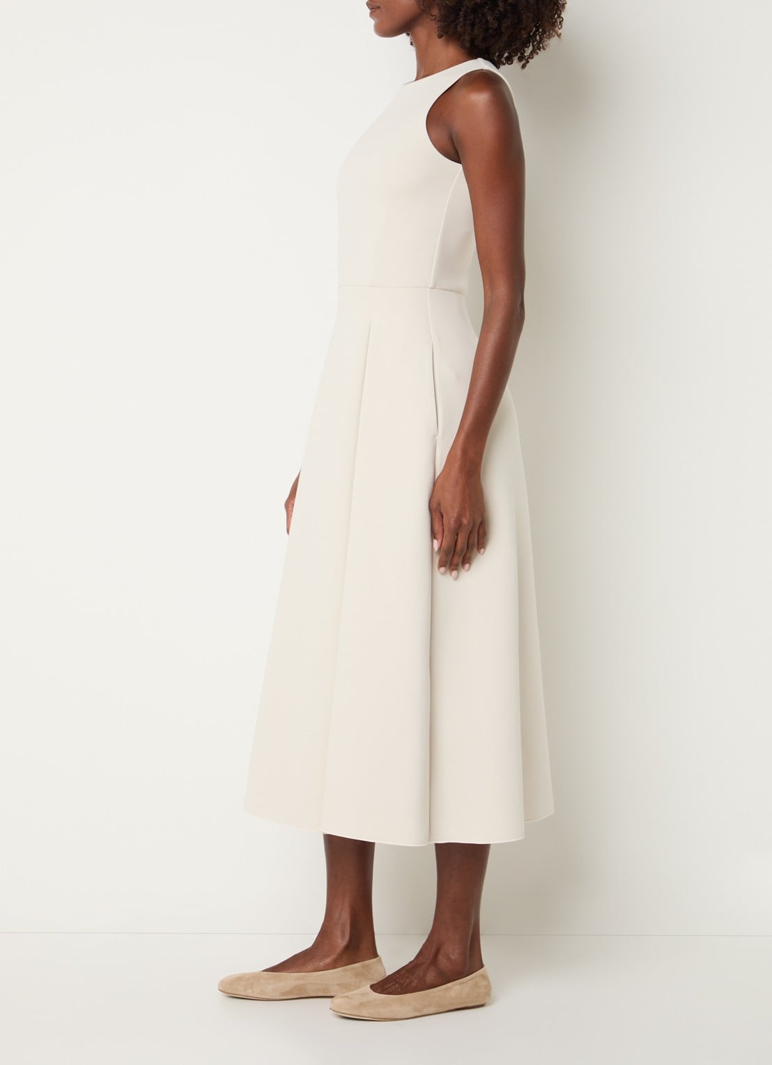 Max Mara Cannone midi jurk met steekzakken - voorkant 2 beige