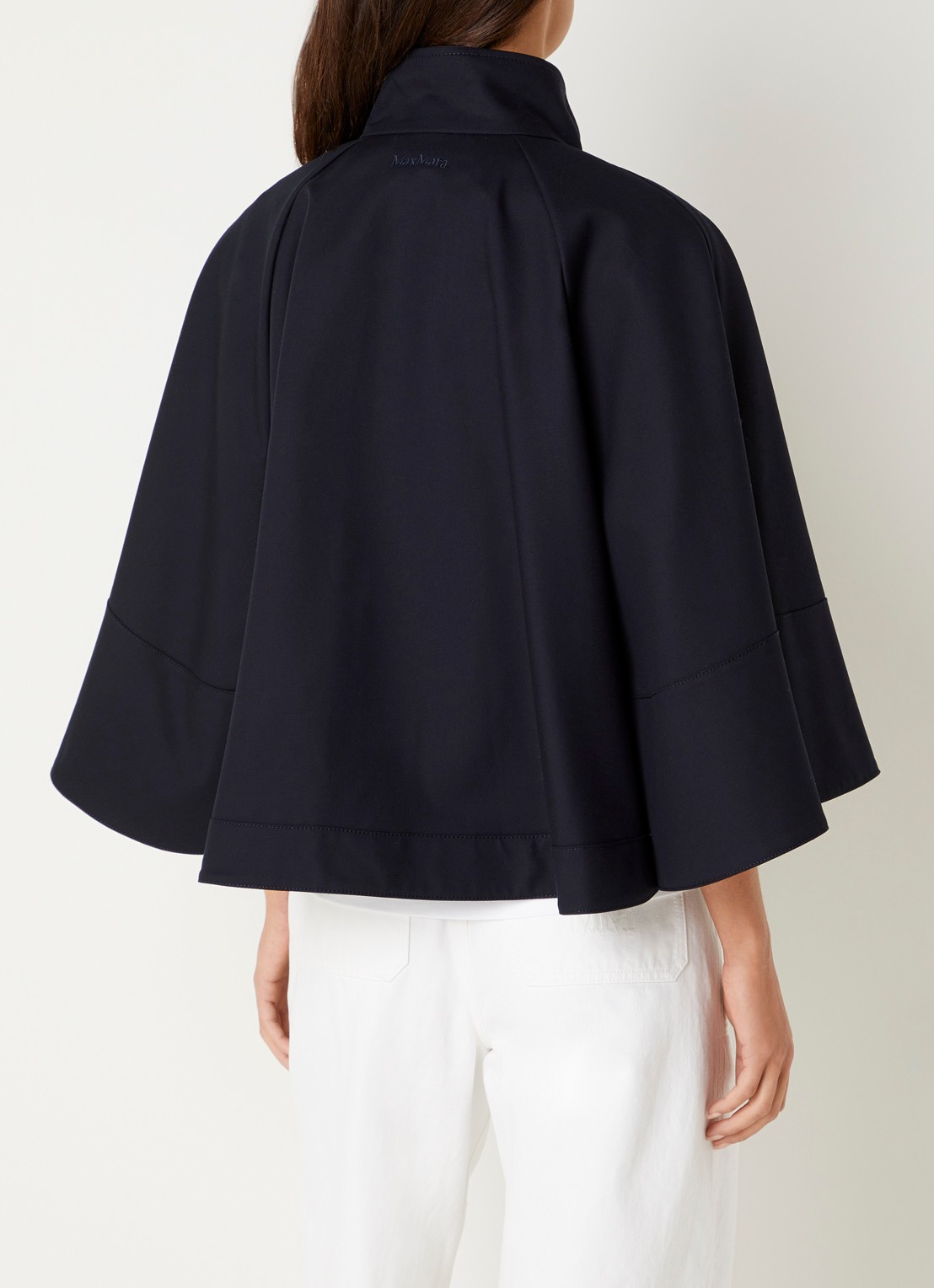Max Mara Cape met steekzakken - achterkant donkerblauw